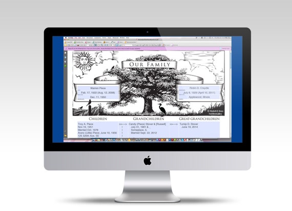 family tree printable descendant chart digital editable pdf etsy