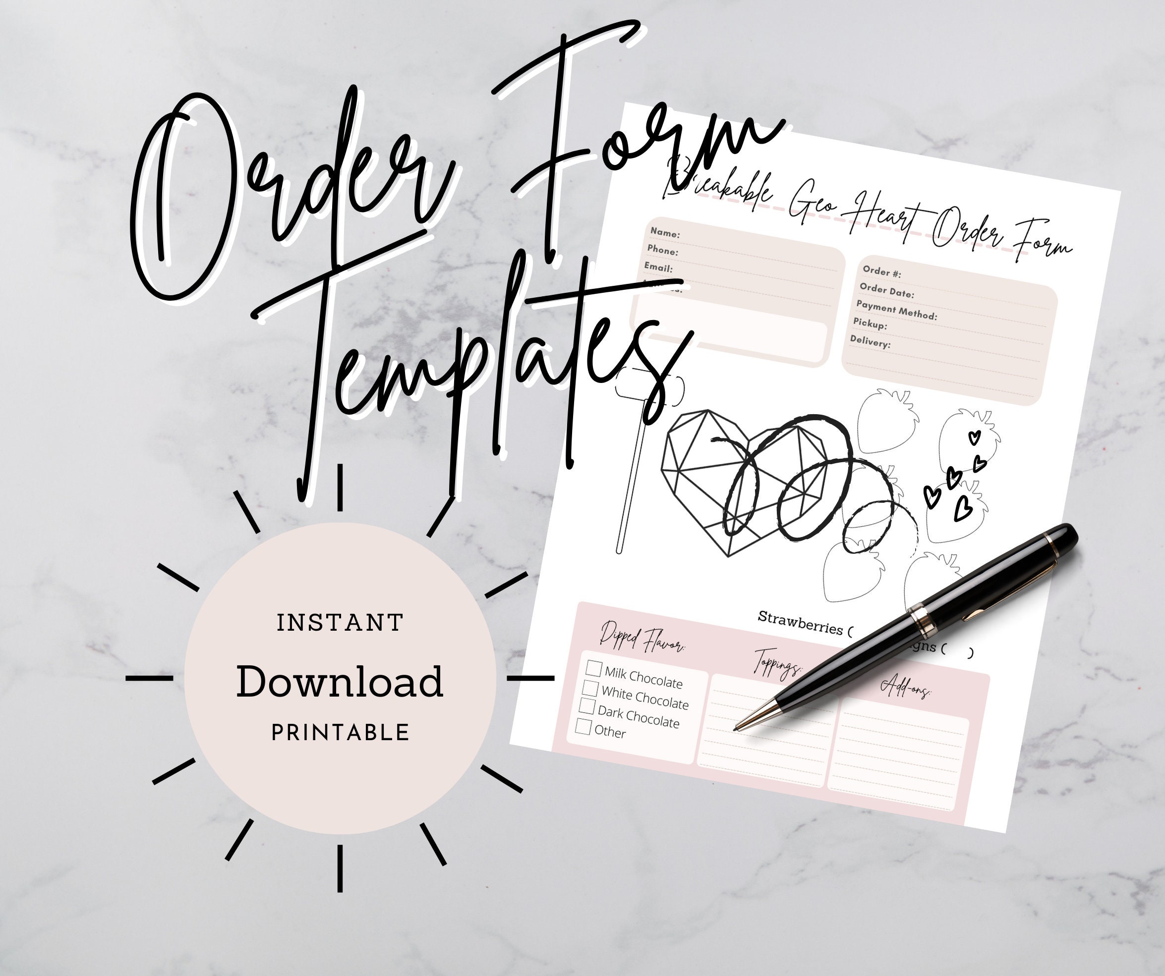 breakable geometric heart box order form template etsy