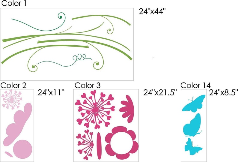 floral wall decal FLOWER GARDEN Wall Decal flower wall decals dandelion wall decal butterfly wall decal children wall mural,baby decal