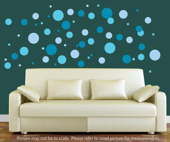 Polka Dot Wall Decal 3 Color Dots - Teal Color Wall Decals Polka Dot Wall Decal 3 Color Dots - Teal Color Wall Decals