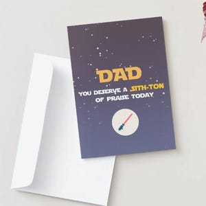 Cartão engraçado de Dia dos Pais de Star Wars | Modelo editável do Canva | Cartão para impressão para o pai | Cartão digital para download instantâneo | Cartão com piadas de pai