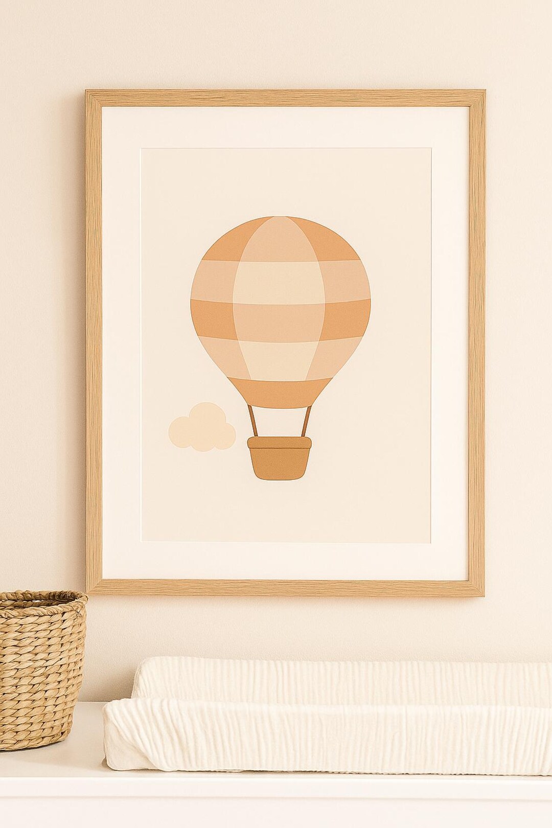 Hot Air Balloon Nursery Print: Minimal Boho Baby Room Decor (digital ...