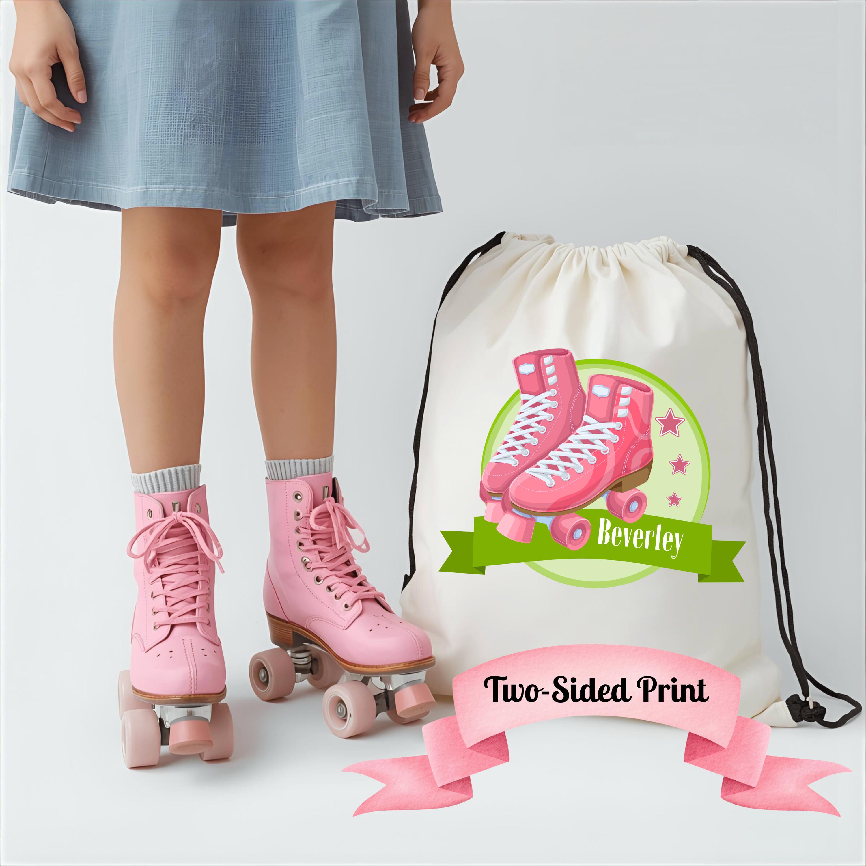 Drawstring Ruller Bag Personalised Roller Skating Drawstring Bag – Kids Custom Name Two‑sided ...