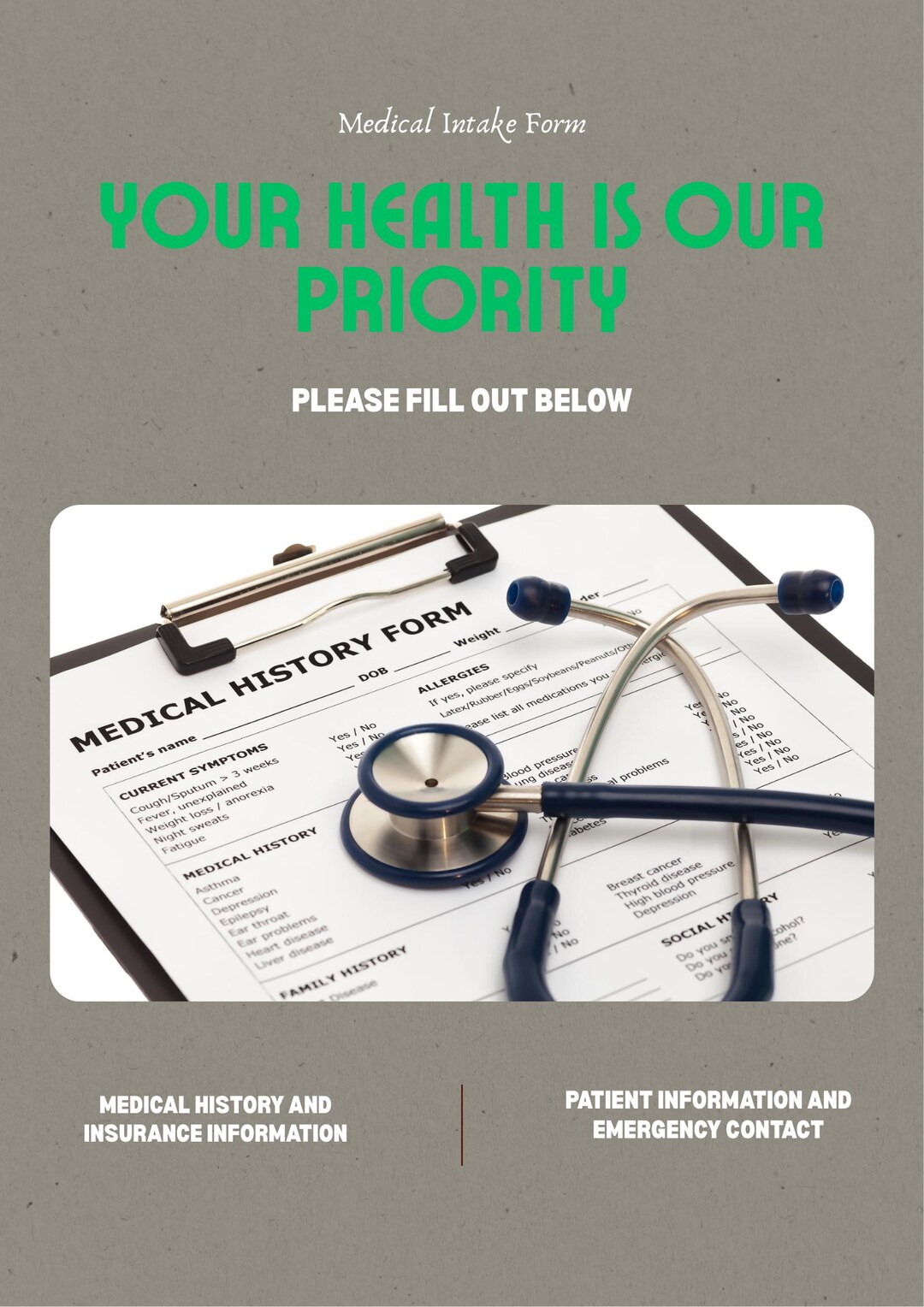 Intake Medical Form Counseling Intake Form & Informed Consent Template ...