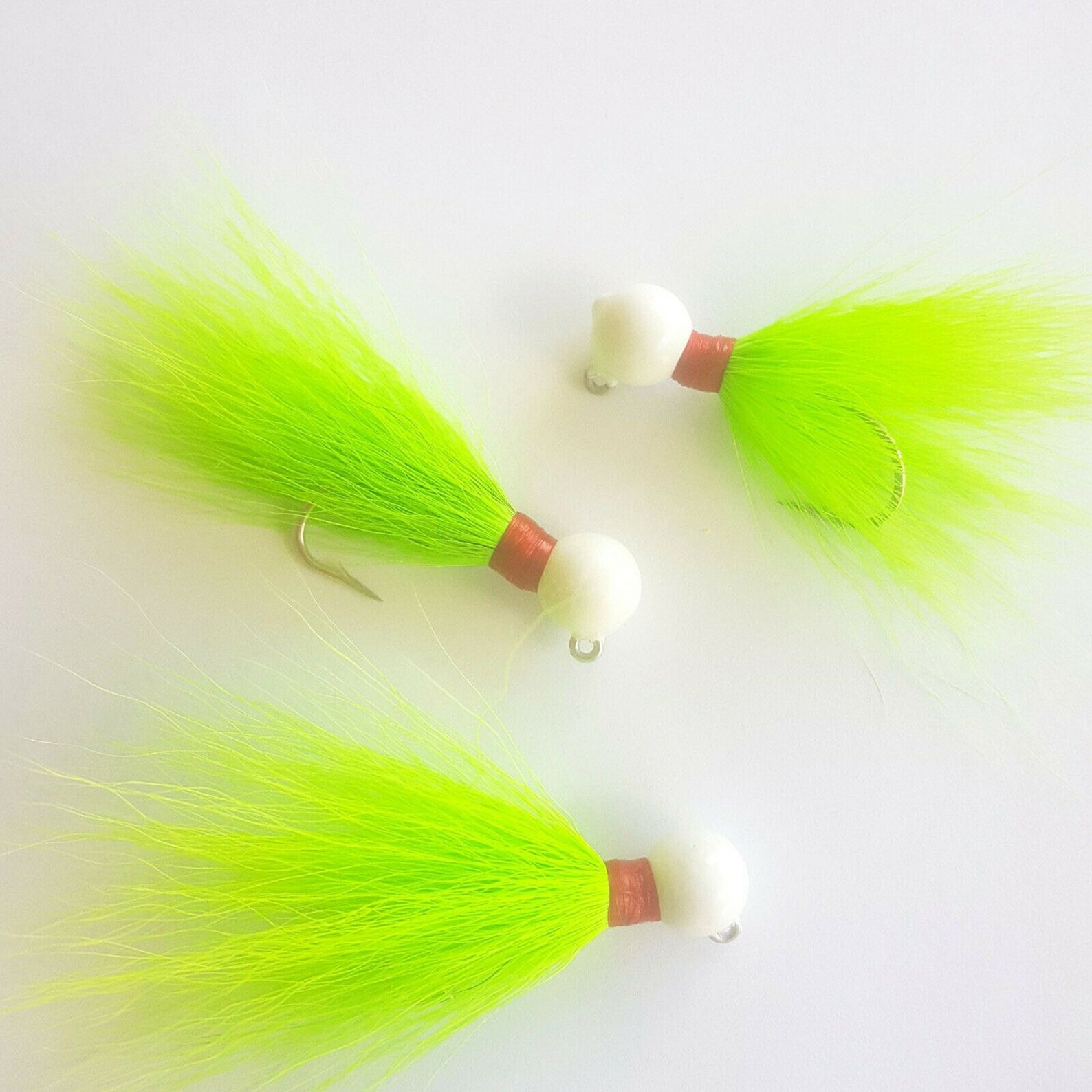 3 Pk 3/8oz 1/0 Round Bucktail Jigs Flounder Striper Redfish Etsy