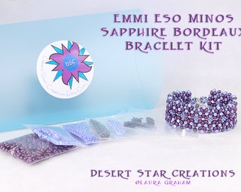 Emmi Eso Minos Bracelet Bead Kit in Sapphire Blue Purple , Eso Mini, Minos Par Puca, Czech FirePolish, Beadweaving Bracelet Kit, Beading Kit