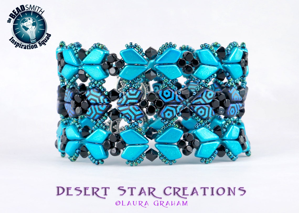 Flying Hearts Cuff Bracelet Tutorial Two Hole Czech Etsy