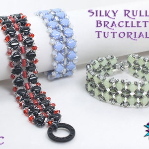 Silky Rulla Cuff Style Bracelet Tutorial, PDF Instructions, Two Hole Diamond Beads, O Beads, Rullla Beads, Bracelet Pattern