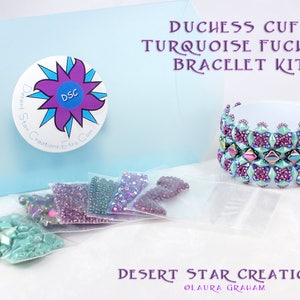 Bracciale di diamante Duchessa Bead Kit in anguria, DiamonDuos, seta perline, cristallo Swarovski, Beadweaving Bracciale Kit, Kit con bordino arrotolato