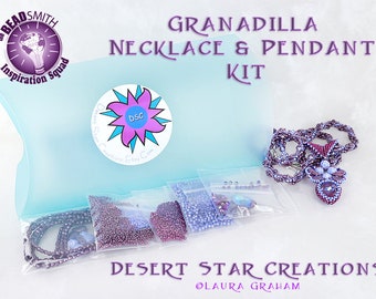 Granadilla Pendant and Necklace Kit, Burgundy Delite, Swarovski Crystal, Beadweaving Pendant and Necklace Beading Kit, DIY Beads Included