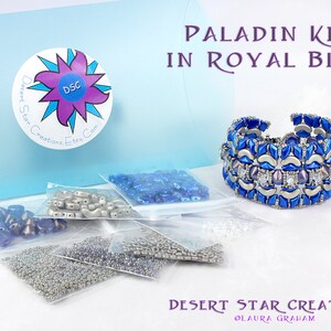 Paladin Cuff Bracelet Bead Kit in Royal Blue, Arcos Par Puca, DiamonDuo, Tipp, Swarovski Crystal, Beadweaving Bracelet Kit, Beaded Cuff Kit