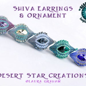 Shiva Earring Pendant Ornament Tutorial, Circular Peyote Stitch Pattern, Rivoli Crystal Bezel 3D Beaded Bead Tutorial, Laura Graham Design image 6