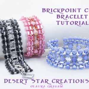 Brickpoint Cuff Bracelet Tutorial, Beadweaving Pattern, Czechmate Brick and Triangle Pattern, Silky Diamond Cuff Tutorial, PDF instructions