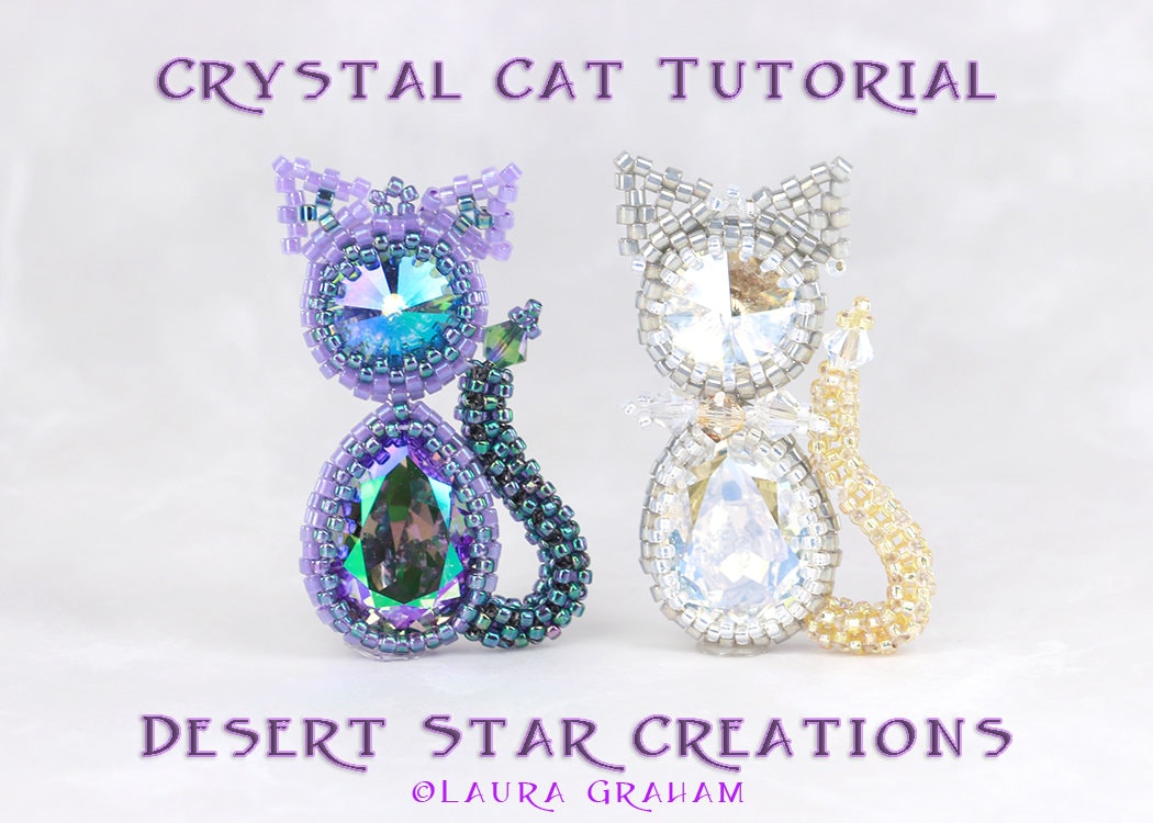 Crystal Cat Beaded Bead Pendant Tutorial Circular Peyote Etsy