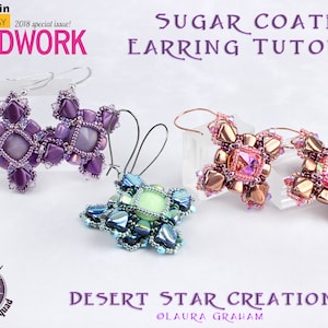 Sugar Coated Earring Tutorial, Silky NibBit Rivoli Earring Pattern, Beadweaving Bezel PDF Two Hole Earring Instructions, Laura Graham