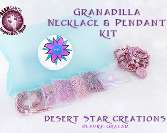 Granadilla Pendant and Necklace Kit, Lavender Delite, Swarovski Crystal, Beadweaving Pendant and Necklace Beading Kit, DIY Beads Included