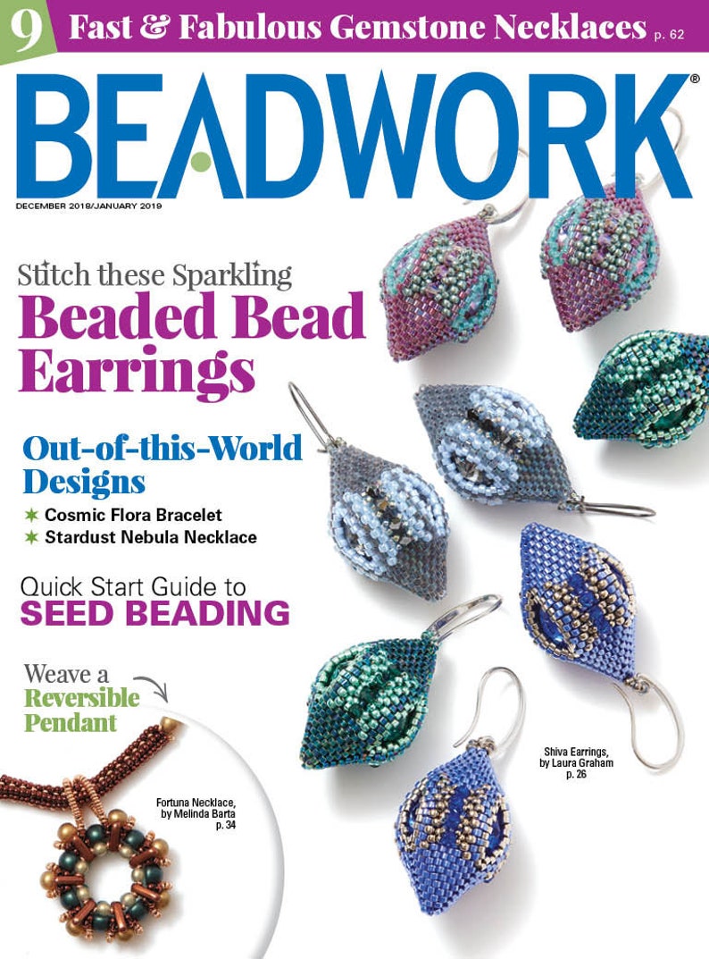 Shiva Earring Pendant Ornament Tutorial, Circular Peyote Stitch Pattern, Rivoli Crystal Bezel 3D Beaded Bead Tutorial, Laura Graham Design image 9