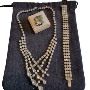 Stunning Vintage Paste Choker Necklace, Bracelet & Earrings Set - Art Deco / Antique to vintage