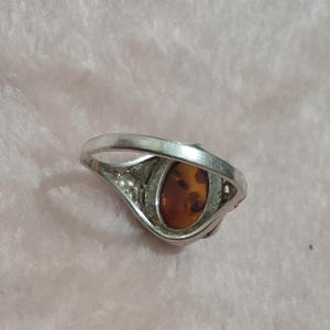 Bernstein Art Deco Bernsteinring , Bernstein, 925 Sterlingsilber Bild 13