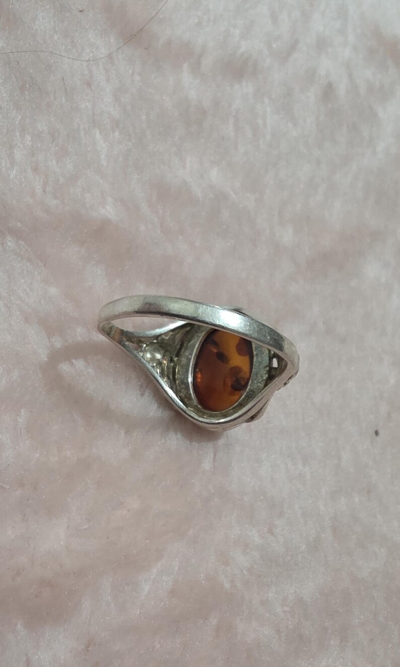 Bernstein Art Deco Bernsteinring , Bernstein, 925 Sterlingsilber Bild 13