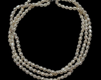 Secret & You Collana di perle coltivate d'acqua dolce da donna, barocche XL da 12-13 mm e lunghezza di 42 cm, con nodo tra ogni perla e chiusura in argento sterling