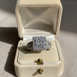 Vintage 925 Sterling Silber CZ Cluster Ring, Größe M 1/2