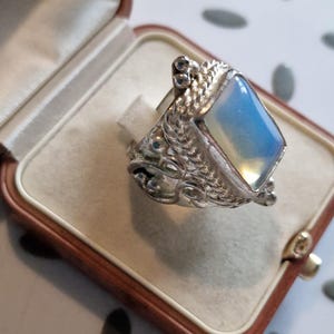 Vergoldeter 925 Sterling Silber Ring mit Blauem Mondstein