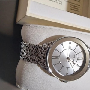 Anne Klein Women&#39;s Premium Crystal Accented Mesh Bracelet Watch
