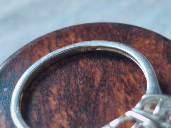 Solid 925 Sterling Silver Three-Stone Cubic Zirco… - image 8