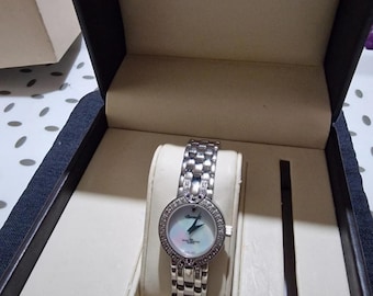 Vintage Ingersoll Ladies Watch, Swarovski Crystal Bezel, Mother-of-Pearl Dial, Boxed