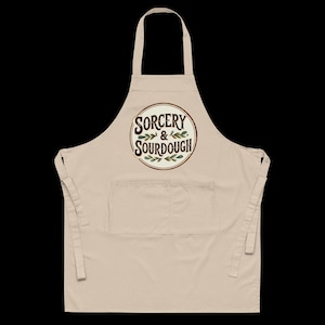 Sorcery & Sourdough Apron - Organic Cotton Kitchen Witch Apron with Pockets