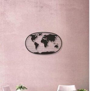 Mapa del mundo de metal cortado con láser/Decoración de pared moderna/Pintura de mapa del mundo de metal negro/Regalo elegante para la oficina y el hogar/Especial para entusiastas de los viajes