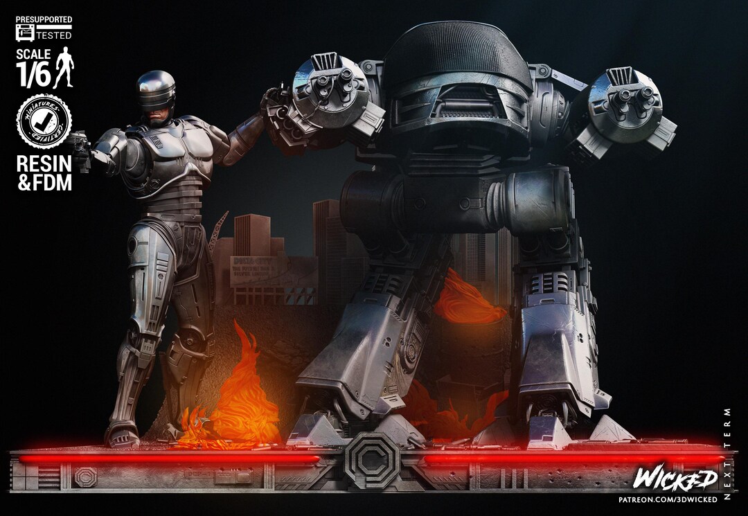 Robocop Vs ED-209 Diorama | Cyber Battle Scene | 1/6 Scale Resin & FDM ...