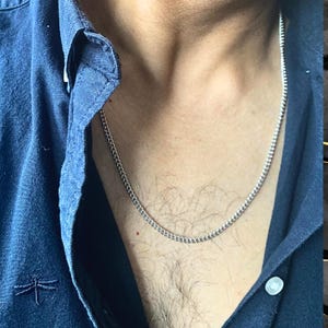Thin Silver Chain - 2mm Silver Curb Connell Chain Necklace - 18K Gold Cuban Chain, Mens Gold Stainless Steel Chain Gift For Him