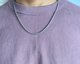 3mm Stainless Steel Rope Chain for Men, Tarnish Resistant