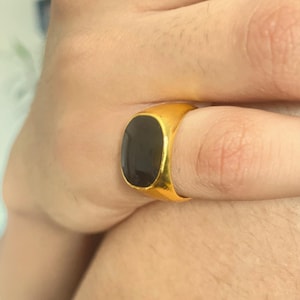 Mens Gold Ring, Gold Black Ring, Silver Ring for Men, Black Signet Ring, Stainless Steel Ring, Men Ring For Him, Ring Gift for Him, Rings UK