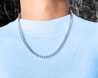 Silver 5mm CZ Diamond Tennis Link Chain - Etsy