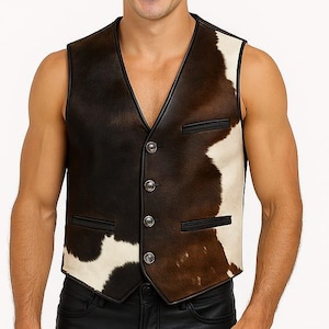 Handgefertigte Rindslederweste im Western Cowboy Biker Stil