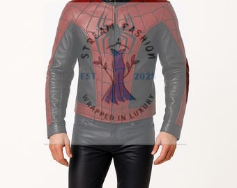 Real Leather Spiderman Jacket: Handmade Superhero Cosplay - Slim Fit