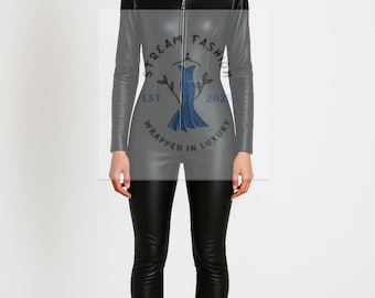 Handmade Genuine Leather Catsuit: Sleek Black Bodysuit with Hidden Zippers
