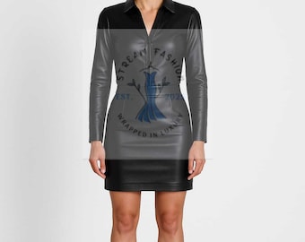 Genuine Lambskin Leather Skirt and Shirt Set: Fitted Biker Style
