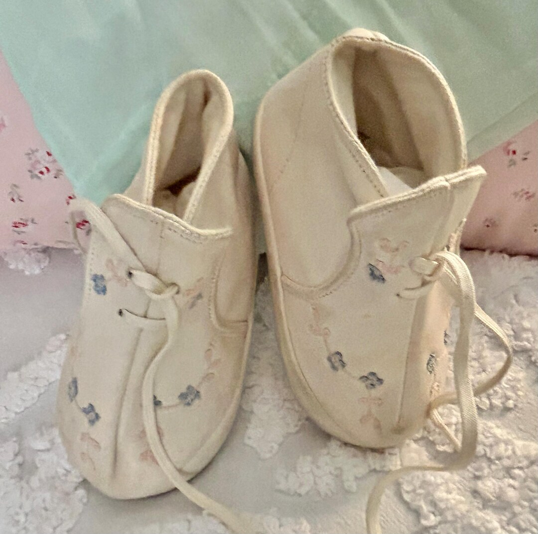 Vintage Baby Girl Shoes, Embroidered, France, Baby Gift - Etsy