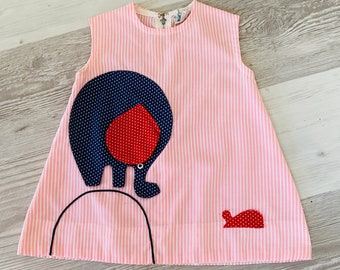 Vintage seersucker sundress, 2-3T, baby elephant