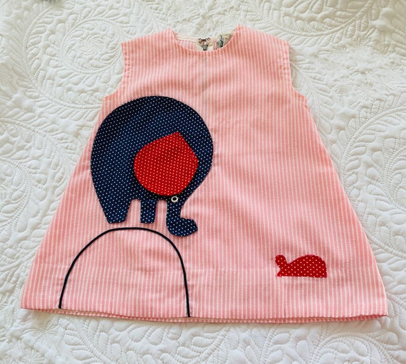 Vintage seersucker sundress, 2-3T, baby elephant - image 3