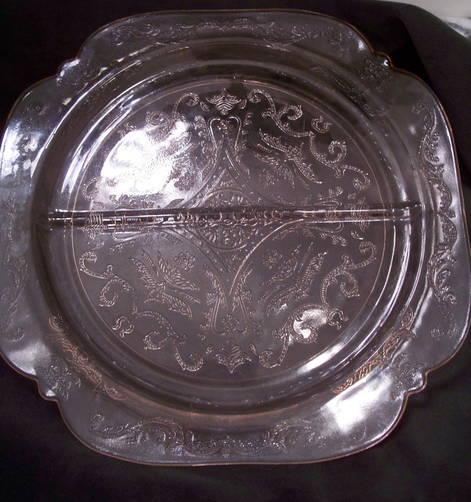 Pink depression glass divided plate Madrid pattern by Federal Etsy