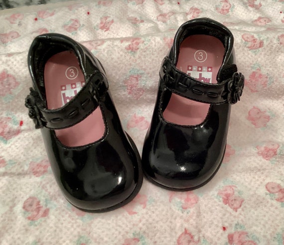 Black patent leather Mary Janes, baby size 3, Bab… - image 1