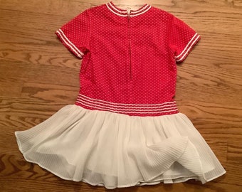 Girls' twirly dress, red and white ,  4