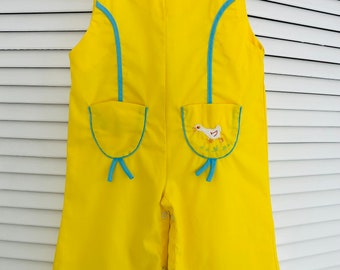 Vintage longalls, yellow, spring, Easter, 9 - 12 months, baby duck