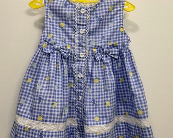 Toddler sundress, gingham, periwinkle blue, 3T