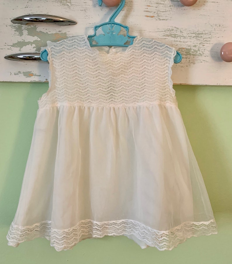 white Sheer baby dress vintage double skirt dressy baby girl French 2